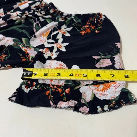 Kindred Anthropologie Womens Jumpsuit Size S Black Floral Wide Leg Casual Travel - Picture 9 of 13